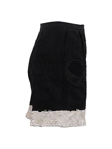 Dries Van Noten Dries Van Noten High-Rise Embroidered Shorts in Black Silk (view 2)