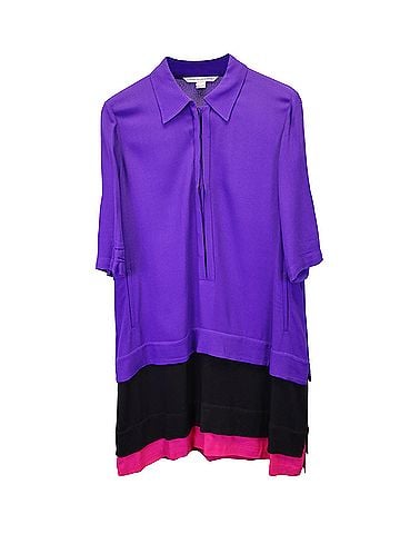 Diane von Furstenberg Diane Von Furstenberg Colorblock Layered Shirt Dress in Multicolor Viscose (view 1)