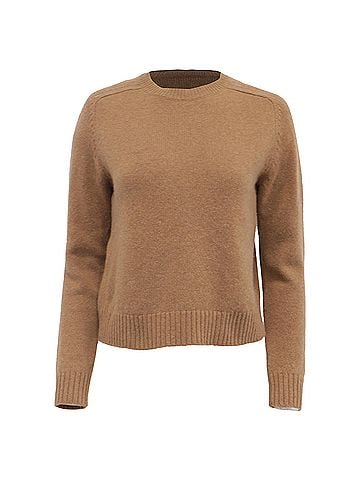 Nili Lotan Nili Lotan Knitted Crewneck Sweater in Brown Merino Wool (view 1)