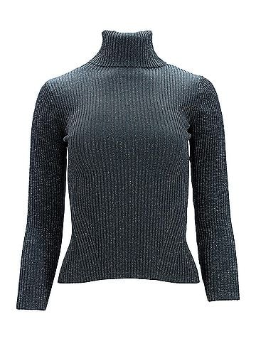 Zimmermann Zimmermann Shimmering Turtleneck Top in Green Viscose (view 1)