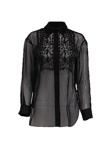 Nili Lotan Nili Lotan Noel Sheer Button-Down Blouse in Black Silk (view 1)
