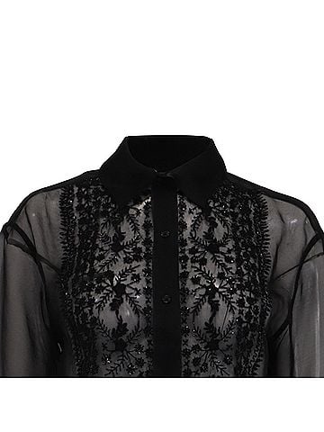 Nili Lotan Nili Lotan Noel Sheer Button-Down Blouse in Black Silk (view 2)