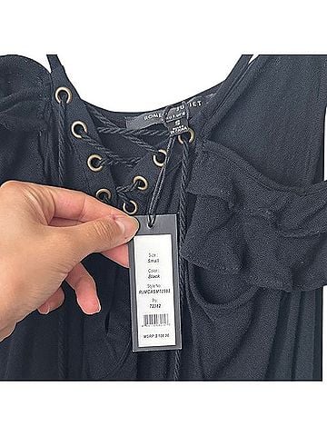 Romeo & Juliet Couture Black Lace-Up Ruffle Blouse T-Shirt (view 2)
