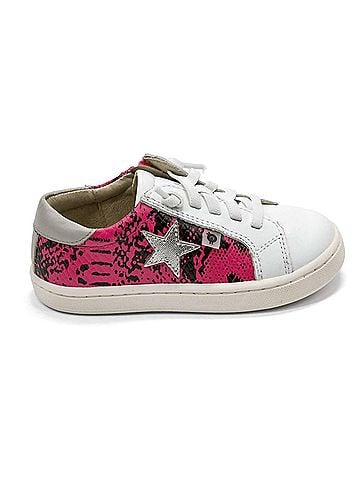 Old Soles Girl's Milky Way Comfort Shoes in Neon Pink Snake (view 1)