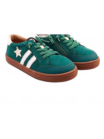 Old Soles Boy's Wos Runner Casual Sneaker in Emerald Suede (view 2)