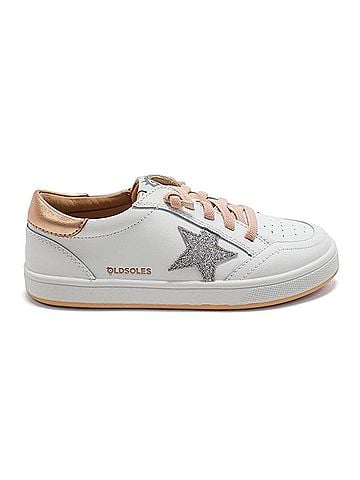 Old Soles Girl's Platinum Runner Low Top Sneaker in Snow (view 1)