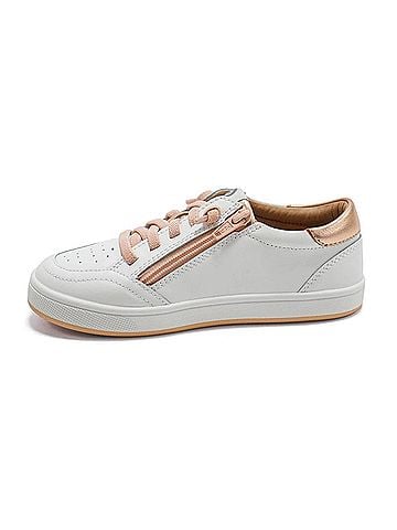 Old Soles Girl's Platinum Runner Low Top Sneaker in Snow (view 2)