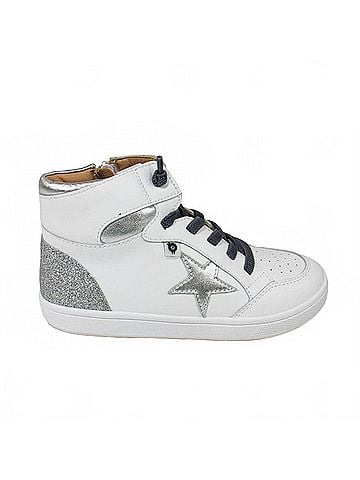Old Soles Girl's Starling High Top Leather Sneaker in Snow (view 1)