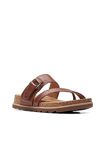 Clarks Women's Yacht Beach Sandal in Tan Leather (view 2)