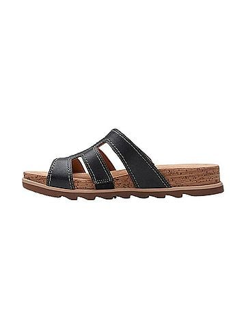 Clarks Women's Yacht Coral Sandal in Black Leather (view 2)