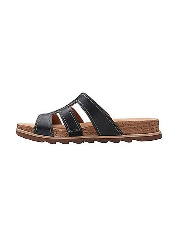 Clarks Women's Yacht Coral Sandal in Black Leather (view 2)