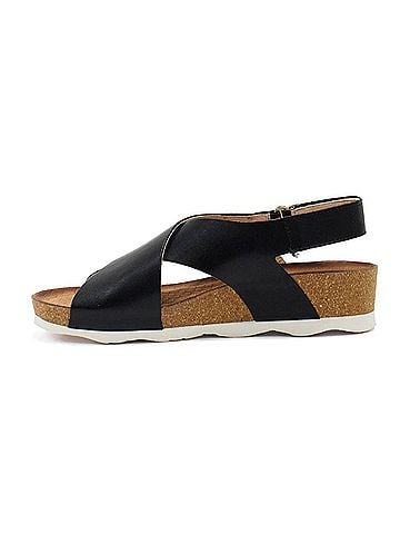 Pikolinos Women's Mahon Leather Wedge Sandals in Black (view 2)