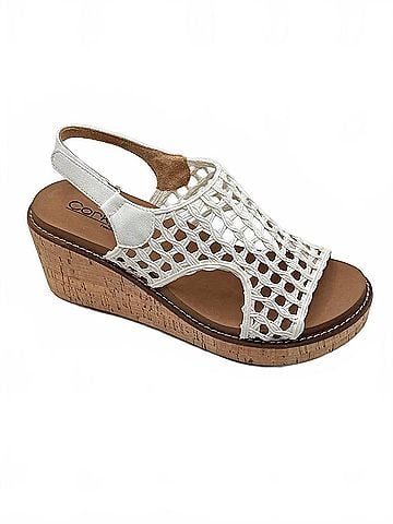 Corkys Women's Carley Wedge Sandals in Ivory Woven (view 2)