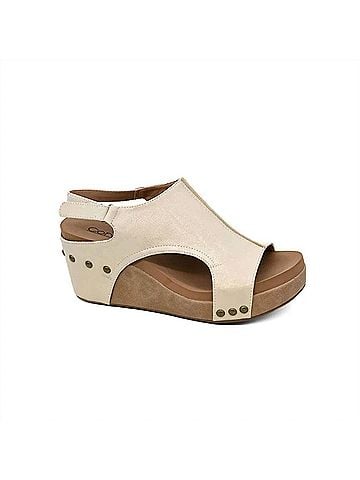 Corkys Women's Carley Wedge Sandals in Washed Gold Combo (view 1)