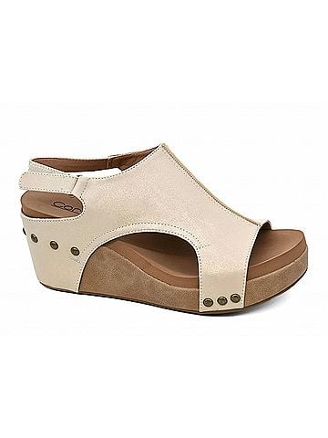 Corkys Women's Carley Wedge Sandals in Washed Gold Combo (view 2)