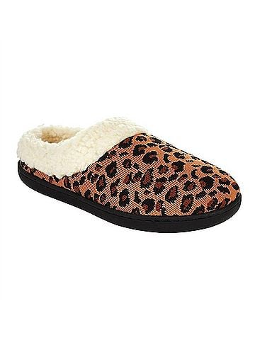 Clarks Women's Lenox Dream Knit Slippers in Dark Tan Leopard (view 1)