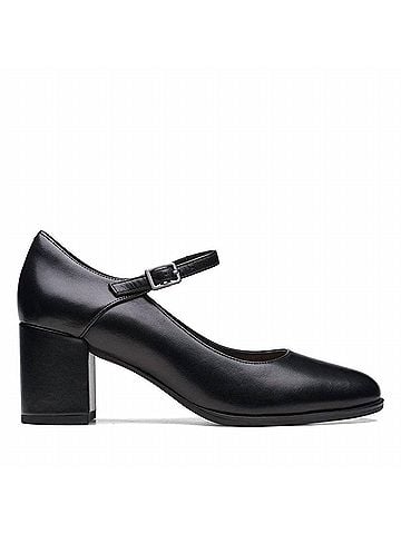 Clarks Women's Freva 55 Strap Shoe in Smooth Black Leather (view 1)