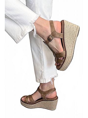 Corkys Women's Something's Fishy Wedge Sandal in Taupe (view 2)