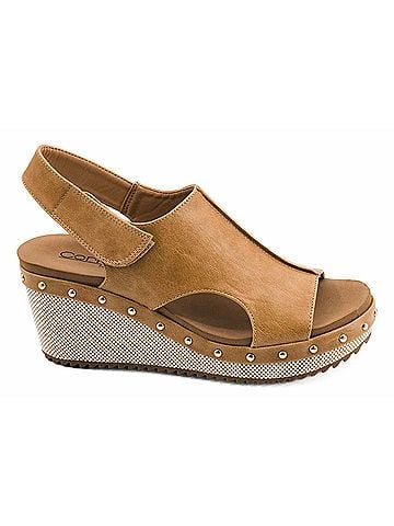 Corkys Women'S For Keeps Studded Wedge Slingback Sandals in Caramel Combo (view 1)