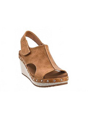 Corkys Women'S For Keeps Studded Wedge Slingback Sandals in Caramel Combo (view 2)