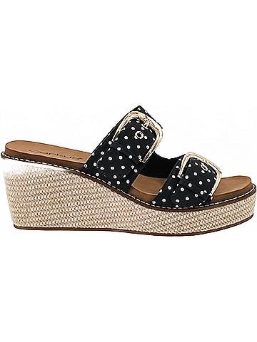 Corkys Women's Manifest Wedge in Black/ White Polk Dots (view 1)