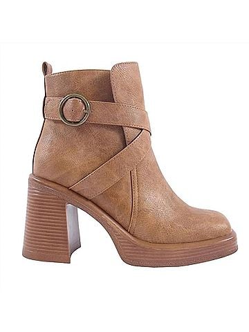 Jellypop Women's Eugenie Heeled Ankle Boots in Tan Distress (view 1)