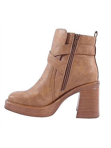 Jellypop Women's Eugenie Heeled Ankle Boots in Tan Distress (view 2)
