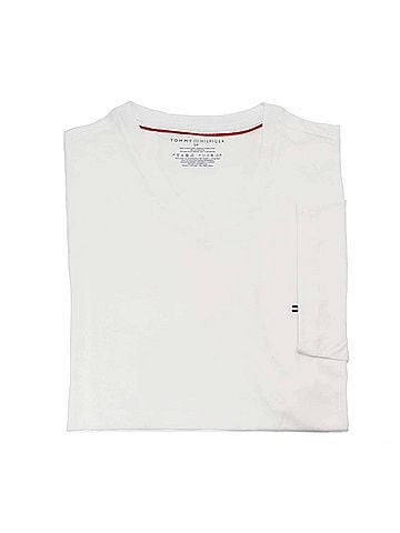 Tommy Hilfiger Men's Core Flag V-Neck Tee in White (view 2)