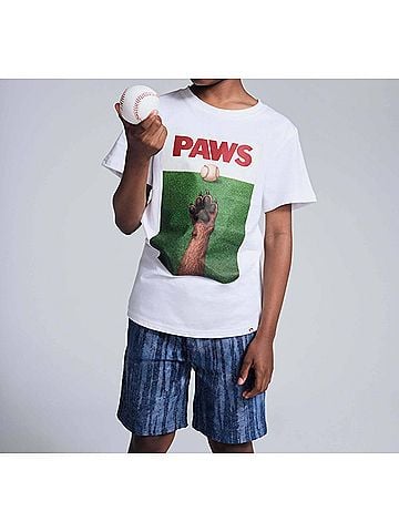 Appaman Boy's Dog Paws Graphic Short Sleeve Tee in White (view 2)