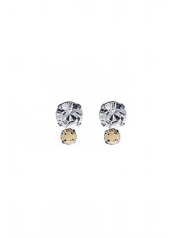 Nicole Women's Ticino Tri Toned Crystal Stud Earring in Silver (view 1)