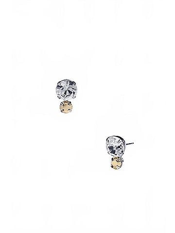 Nicole Women's Ticino Tri Toned Crystal Stud Earring in Silver (view 2)