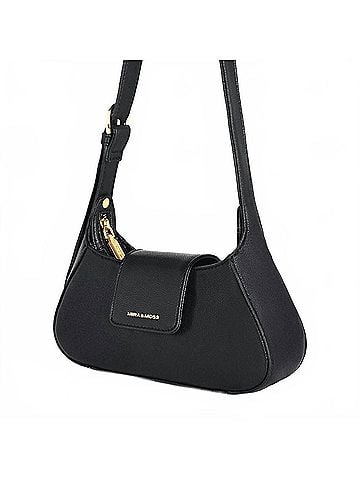 Myra Bag Women's Graciela Petite Half-Moon Vegan Leather Shoulder Bag in Black (view 1)