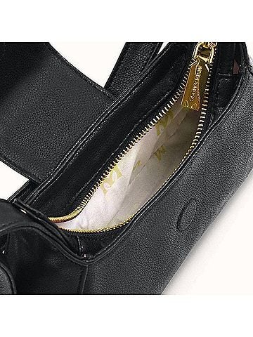 Myra Bag Women's Graciela Petite Half-Moon Vegan Leather Shoulder Bag in Black (view 2)