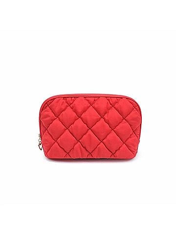 Urban Expressions Women's Cloud Kiss Quilted Puffer Nylon Cosmetic Dome Pouch in Red (view 2)
