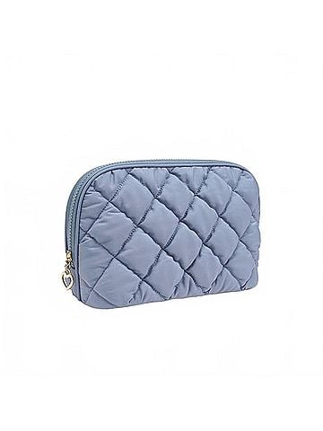 Urban Expressions Women's Cloud Kiss Quilted Puffer Nylon Cosmetic Dome Pouch in Dusty Blue (view 1)