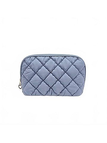 Urban Expressions Women's Cloud Kiss Quilted Puffer Nylon Cosmetic Dome Pouch in Dusty Blue (view 2)
