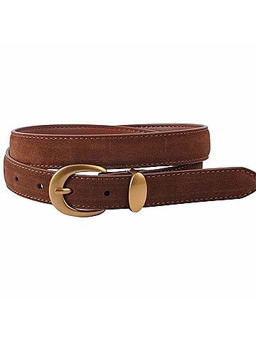 Most Wanted USA Women's Classic Suede Belt in Caramel Brown (view 1)