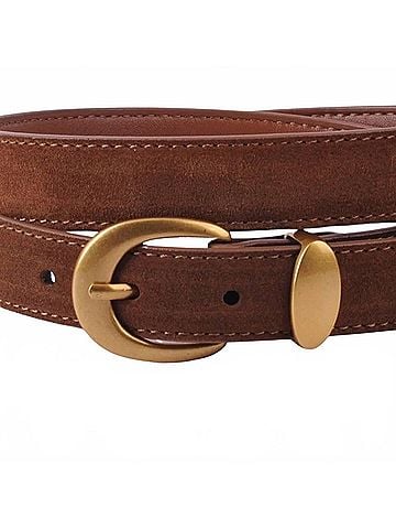 Most Wanted USA Women's Classic Suede Belt in Caramel Brown (view 2)