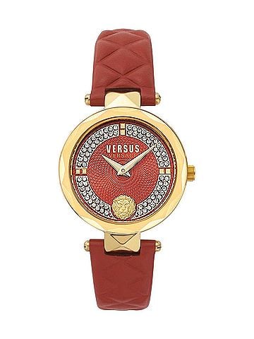 Versus Versace Women's Covent Garden Petite Leather Watch in Red (view 1)