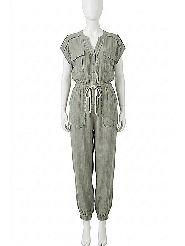 AndTheWhy One More Time Utility Jumpsuit in Olive (view 1)