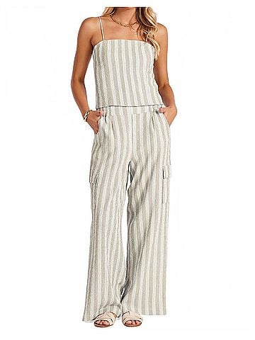Bishop + Young Coastal Stripe Cargo Pant in Sand Stripe (view 2)