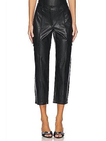 Commando Faux Leather 7/8 Cargo Trouser in Black (view 2)