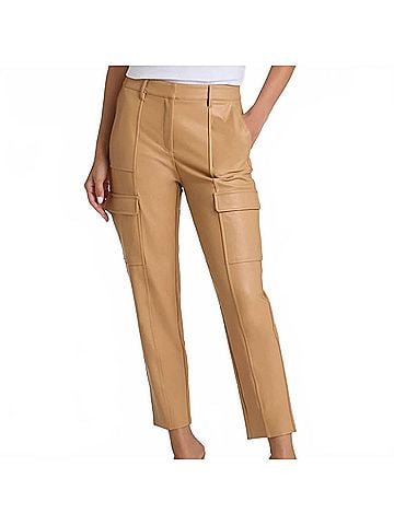 Commando Faux Leather 7/8 Cargo Trouser in Camel (view 2)