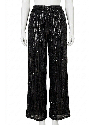 Gilli Sequin Elastic Waist Wide Leg Pants - Plus in Black (view 1)
