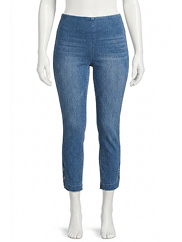 Lyssé Rye Crop Legging in Mid Wash (view 1)