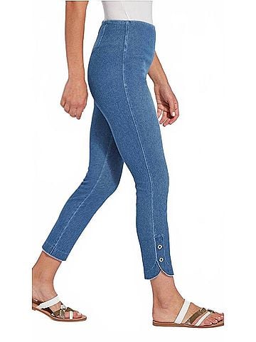 Lyssé Rye Crop Legging in Mid Wash (view 2)