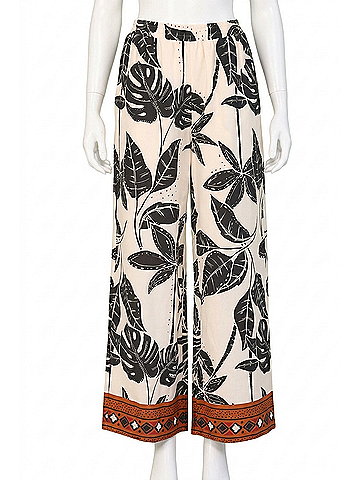 Fate Tropical Print Pants in Taupe Multi (view 1)