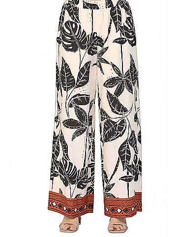 Fate Tropical Print Pants in Taupe Multi (view 2)