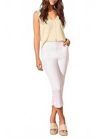 Tribal Flatten-It Pull-On Capri Pants in White (view 2)