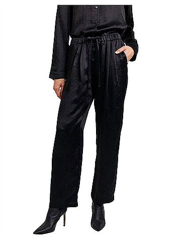 Bella Dahl Textured Silky Trouser Pants in Black (view 2)